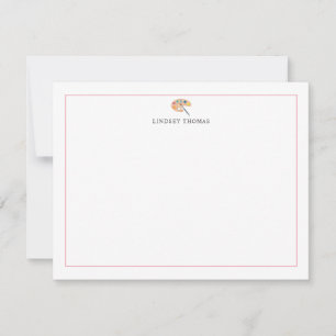 Verfpalet Roze Rand Persoonlijk Stationery Notitiekaartje