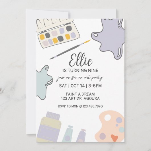 Verfpartij, Kunstverjaardag, Om het even welke lee Kaart (Voorkant)