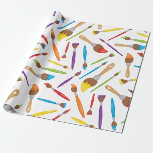 Verfpenseel dat geacht wordt papier te verpakken (Uitgerold)