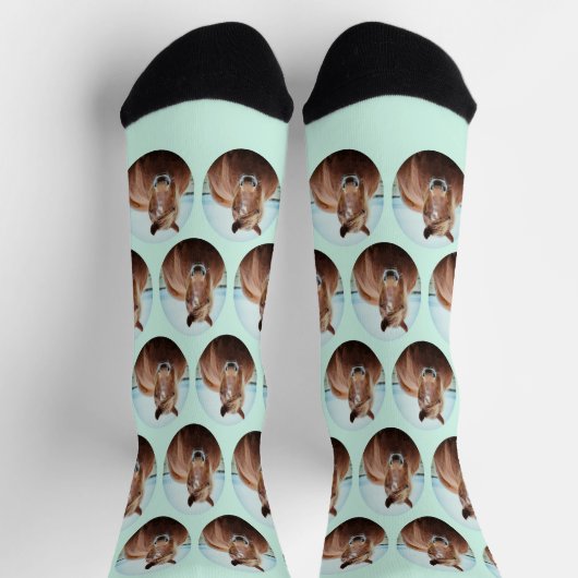 Verfraai je paard Foto Mint Green Oval Pet Custom Sokken (Top)