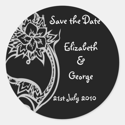 Verfraaid hart ronde sticker (Voorkant)