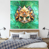 Verfraaid Venetiaans masker op helder groen Canvas Afdruk (Insitu (Slaapkamer))