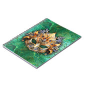 Verfraaid Venetiaans masker op helder groen Notitieboek (Linkerzijde)