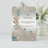 Verfraaien Gold Blue Stone Detail Enclosure Kaart (Staand voorkant)