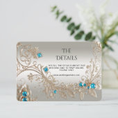 Verfraaien Gold Blue Stone Detail Enclosure Kaart (Staand voorkant)