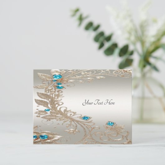 Verfraaien Gold Blue Stones Briefkaart (Staand voorkant)