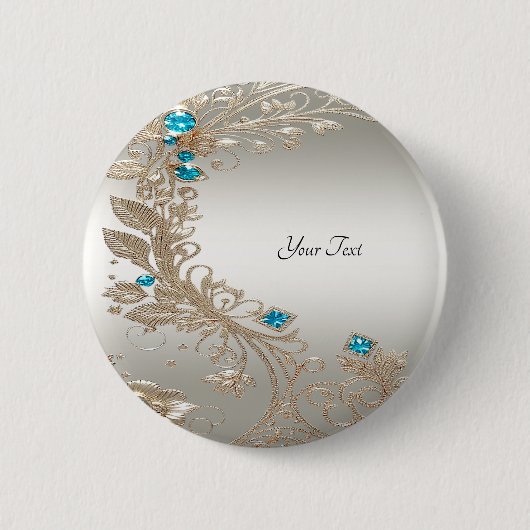 Verfraaien Gold Blue Stones Button (Voorkant)
