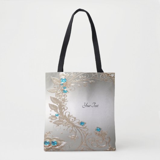Verfraaien Gold Blue Stones Canvas tas (Voorkant)