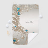 Verfraaien Gold Blue Stones Golf Handdoek (Insitu)