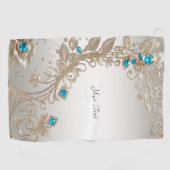 Verfraaien Gold Blue Stones Golf Handdoek (Horizontaal)