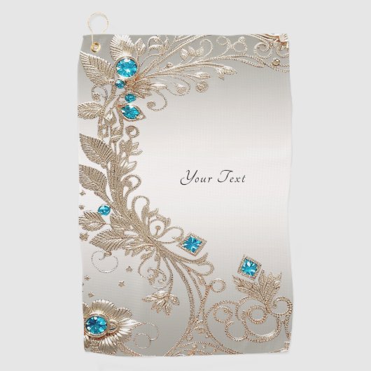 Verfraaien Gold Blue Stones Golf Handdoek (Voorkant)