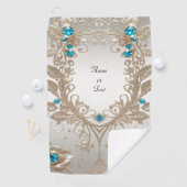 Verfraaien Gold Blue Stones Golf Handdoek (Insitu)