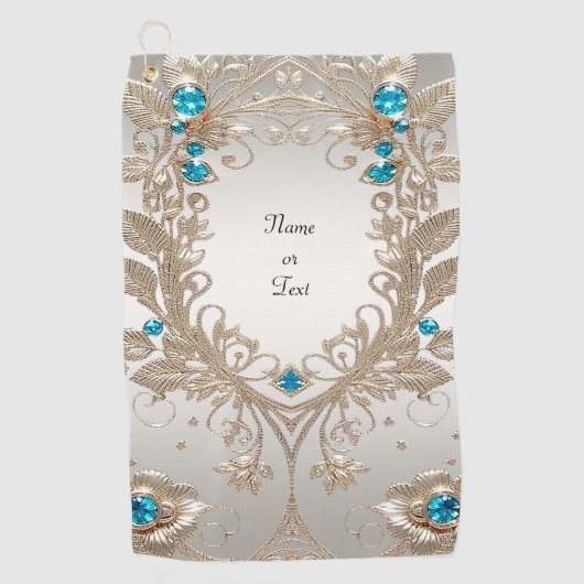 Verfraaien Gold Blue Stones Golf Handdoek (Voorkant)