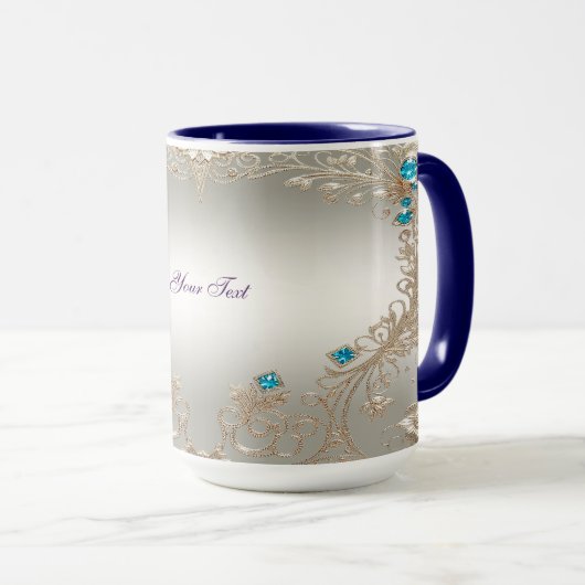Verfraaien Gold Blue Stones Mok (Voorkant rechts)