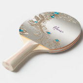 Verfraaien Gold Blue Stones Ping Pong Paddle Tafeltennisbatje (Voorkant Gekanteld)