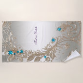 Verfraaien Gold Blue Stones Strandlaken (Voorkant)