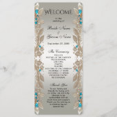 Verfraaien Gold Blue Stones Wedding Program Programmakaart (Voorkant)