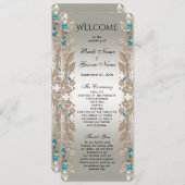 Verfraaien Gold Blue Stones Wedding Program Programmakaart (Voorkant / Achterkant)