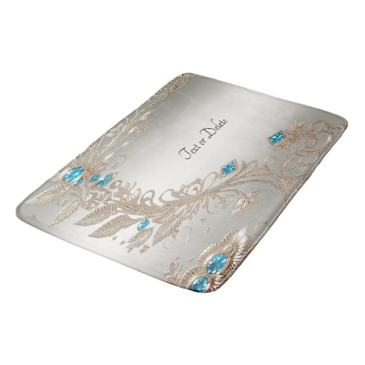 Verfraaien Gouden Blauwe Stenen Badmat (Gekanteld)