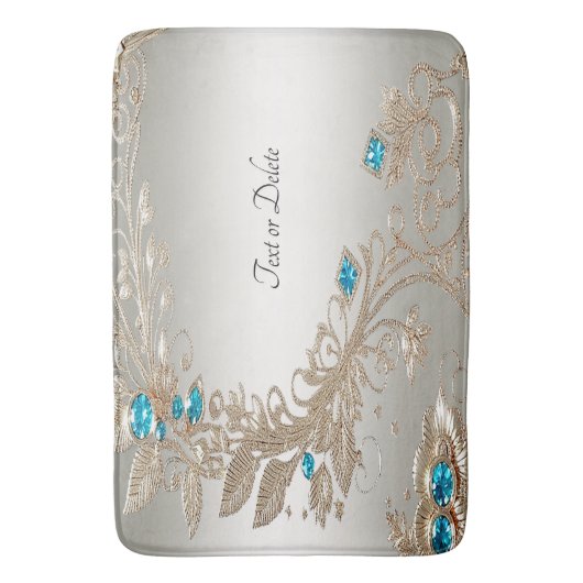 Verfraaien Gouden Blauwe Stenen Badmat (Voorkant Verticaal)