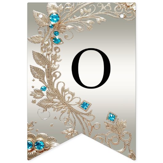 Verfraaien Gouden Blauwe Stenen Bunting Vlag Vlaggetjes (Tweede vlag)