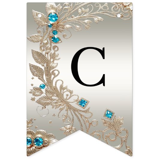 Verfraaien Gouden Blauwe Stenen Bunting Vlag Vlaggetjes (Eerste vlag)