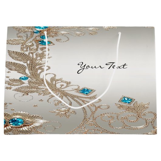 Verfraaien Gouden Blauwe Stenen Cadeautas (Voorkant)