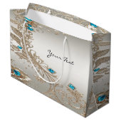 Verfraaien Gouden Blauwe Stenen Cadeautas (Achterkant Gekanteld)