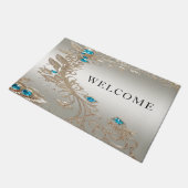 Verfraaien Gouden Blauwe Stenen Deurmat (Schuin)