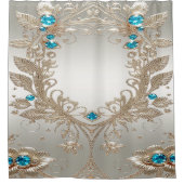 Verfraaien Gouden Blauwe Stenen Douchegordijn (Voorkant)