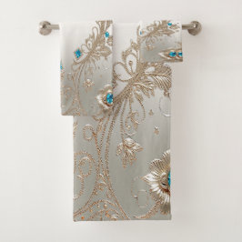 Verfraaien Gouden Blauwe Stenen Handdoek Set