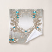 Verfraaien Gouden Blauwe Stenen Handdoek Set (Wasdoekje)