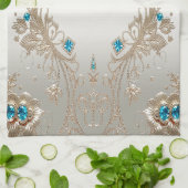 Verfraaien Gouden Blauwe Stenen Keukenhanddoeken (Gevouwen)