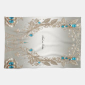 Verfraaien Gouden Blauwe Stenen Keukenhanddoeken (Horizontaal)