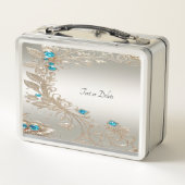 Verfraaien Gouden Blauwe Stenen Lunchbox (Achterkant)