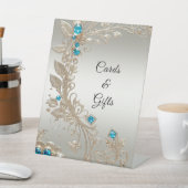 Verfraaien Gouden Blauwe Stenen Tafelblad Tekens Reclamebord Met Voetstuk (Insitu)