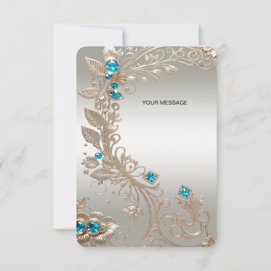 Verfraaien van gouden blauwe stenen bedankkaart (Achterkant)