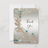 Verfraaien van gouden blauwe stenen bedankkaart (Voorkant)