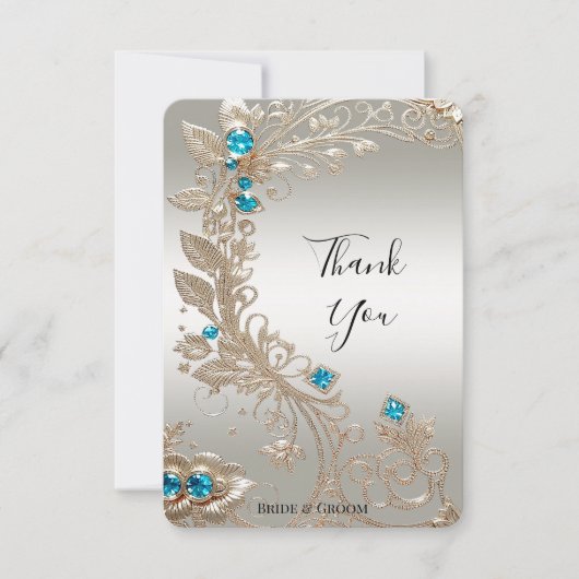 Verfraaien van gouden blauwe stenen bedankkaart (Voorkant)