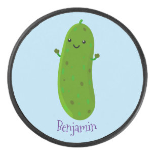 Verfris de gelukkige illustratie van de cartoon pi hockey puck