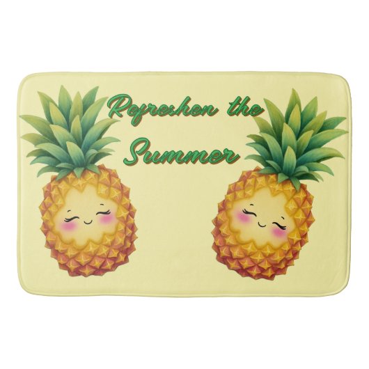 Verfris De Zomer Gelukkig Ananas Badmat (Voorkant)
