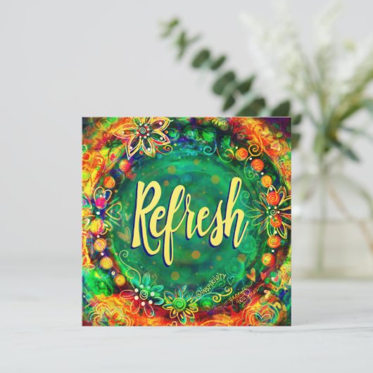  Verfrissen Groen Inspirerend Boho Floral Bedankkaart (Staand voorkant)