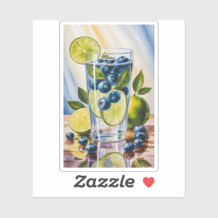 Verfrissend Blauwe Bes Limoen Bruiswater Zomer Sticker