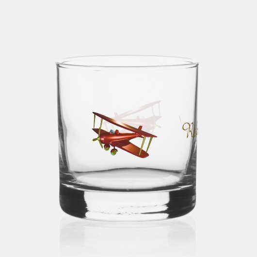 Verfrissend! Rode Biplane Drinkware Set Whisky Glas (Voorkant)