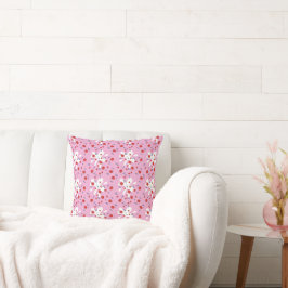 Verfrissend roze met wit madeliefjespatroon kussen