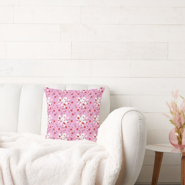 Verfrissend roze met wit madeliefjespatroon   kussen (Bank)