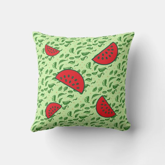 Verfrissend watermeloenblad kussen (Achterkant)