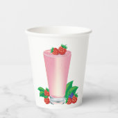 Verfrissende Berry Smoothie Roze Drink Papieren Bekers (Voorkant)