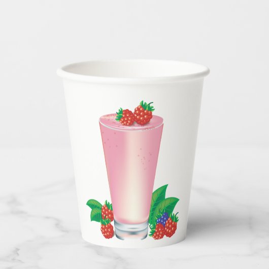 Verfrissende Berry Smoothie Roze Drink Papieren Bekers (Voorkant)