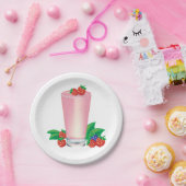 Verfrissende Berry Smoothie Roze Drink Papieren Bordje (Feest)